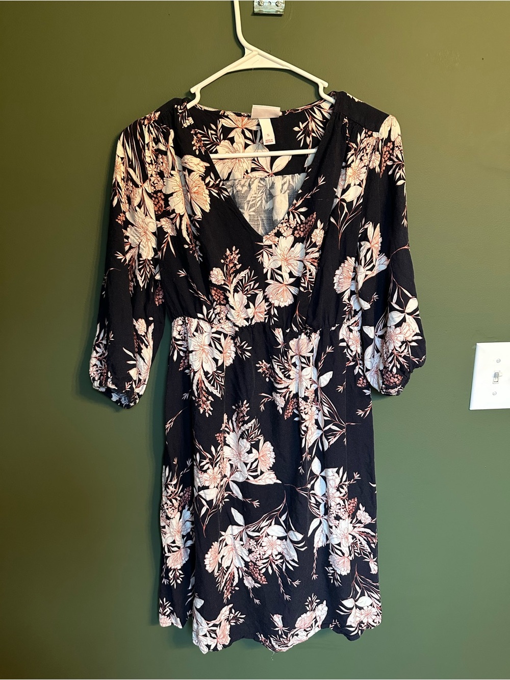Isabel Maternity by Ingrid & Isabel Black Dress with Blush Floral Print